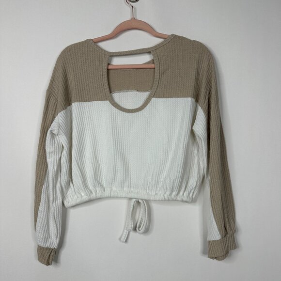 2/$30 Hollister Colorblock Keyhole Cinched Jumper Light Brown XS #A0370 TRB2 - Picture 7 of 10